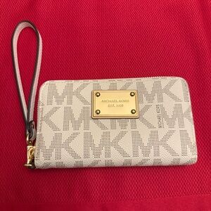 Michael Kors Monogram Beige Wristlet
